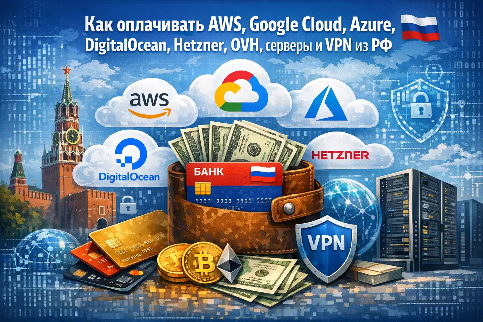 Как оплачивать AWS, Google Cloud, Azure, DigitalOcean, Hetzner, OVH, серверы и VPN