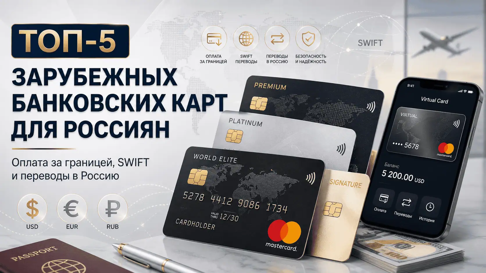 Топ‑5 зарубежных банковских карт для россиян: как выбрать карту для оплаты, переводов и хранения валюты