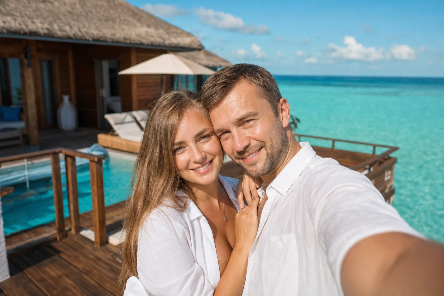 Российские туристы на вилле над водой на Мальдивах