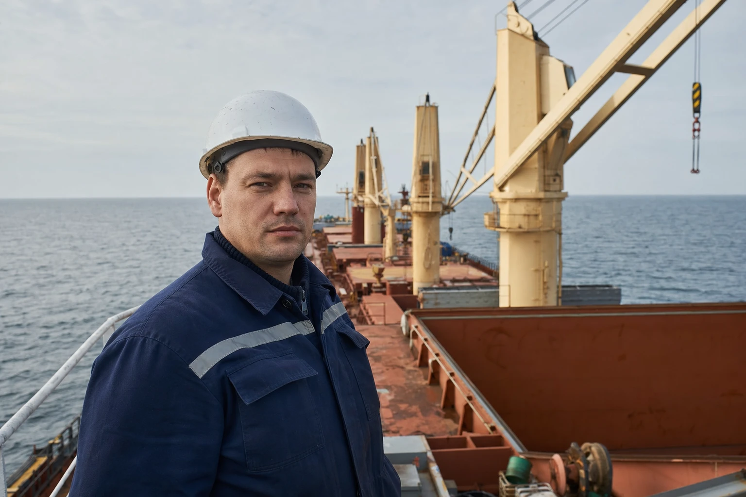 Моряк на палубе балкера