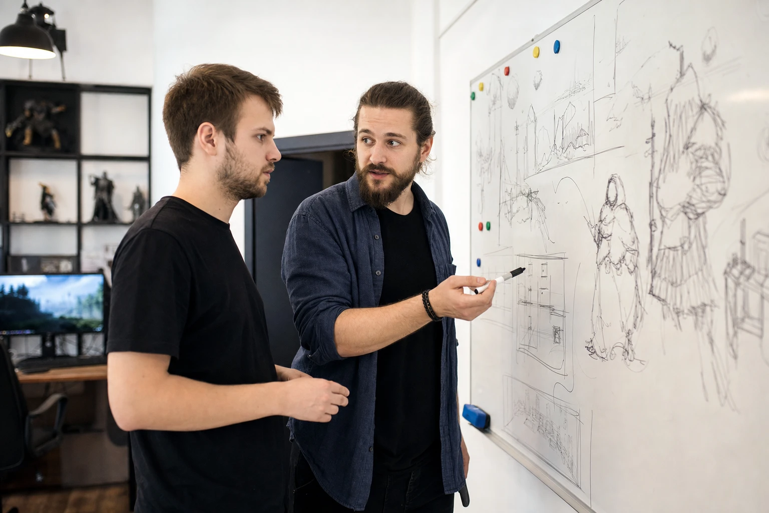 Инди-разработчики обсуждают игру в студии